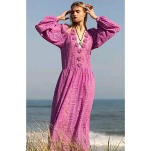 ALIX OF BOHEMIA Purple Celeste Fig Crochet Lace Maxi Dress size M Boho Hippie